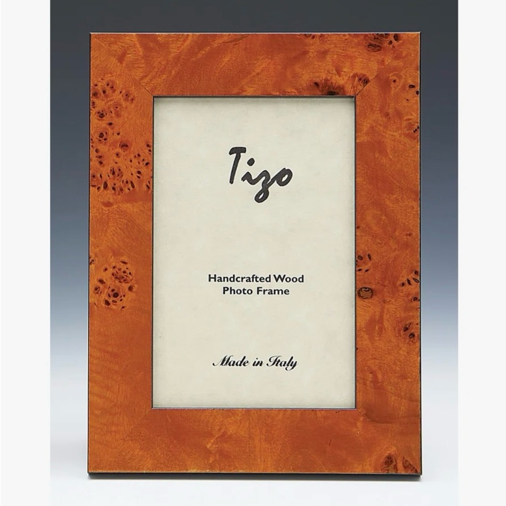Tizo Burl Wood Frame 5x7 Italian Handcrafted Photo Frame New Box